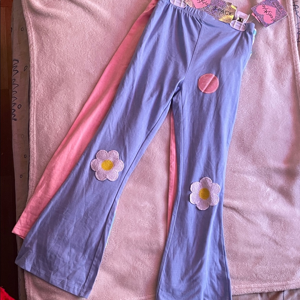Kids Floral Blue and Pink Leggings